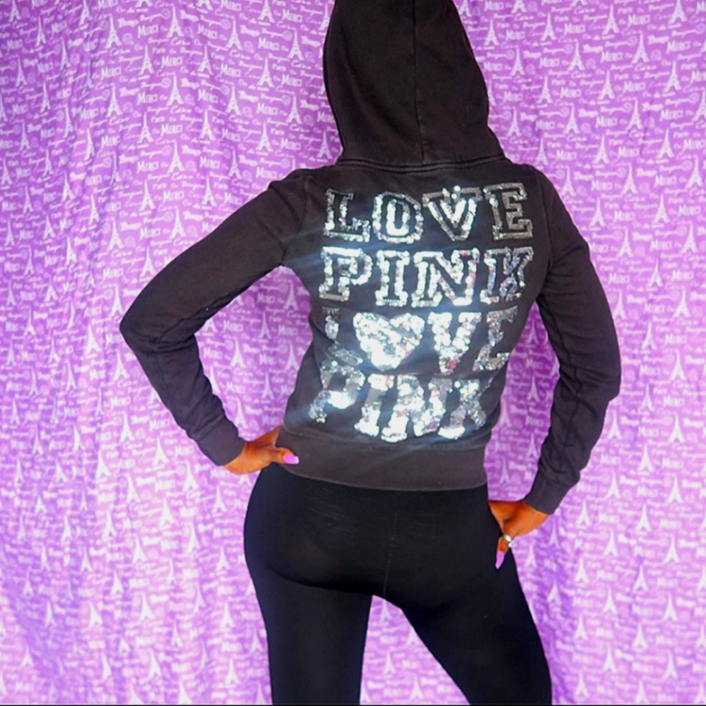 Vintage VS PINK Sequin Bling Hoodie